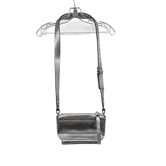 BCBGeneration Metallic Silver Crossbody Bag With Adjustable Strap Magnetic Close - Picture 9 of 12